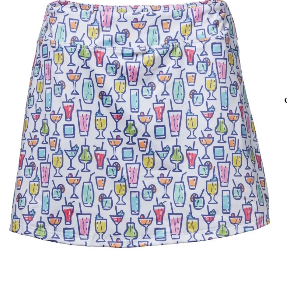 Love Love Cocktail Hour Print TeeTime Stretch Skort 15” Size XL Golf Playful